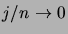 $ j/n\to0$