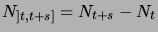 $ N_{]t,t+s]}=N_{t+s}-N_t$