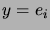 $ y=e_i$